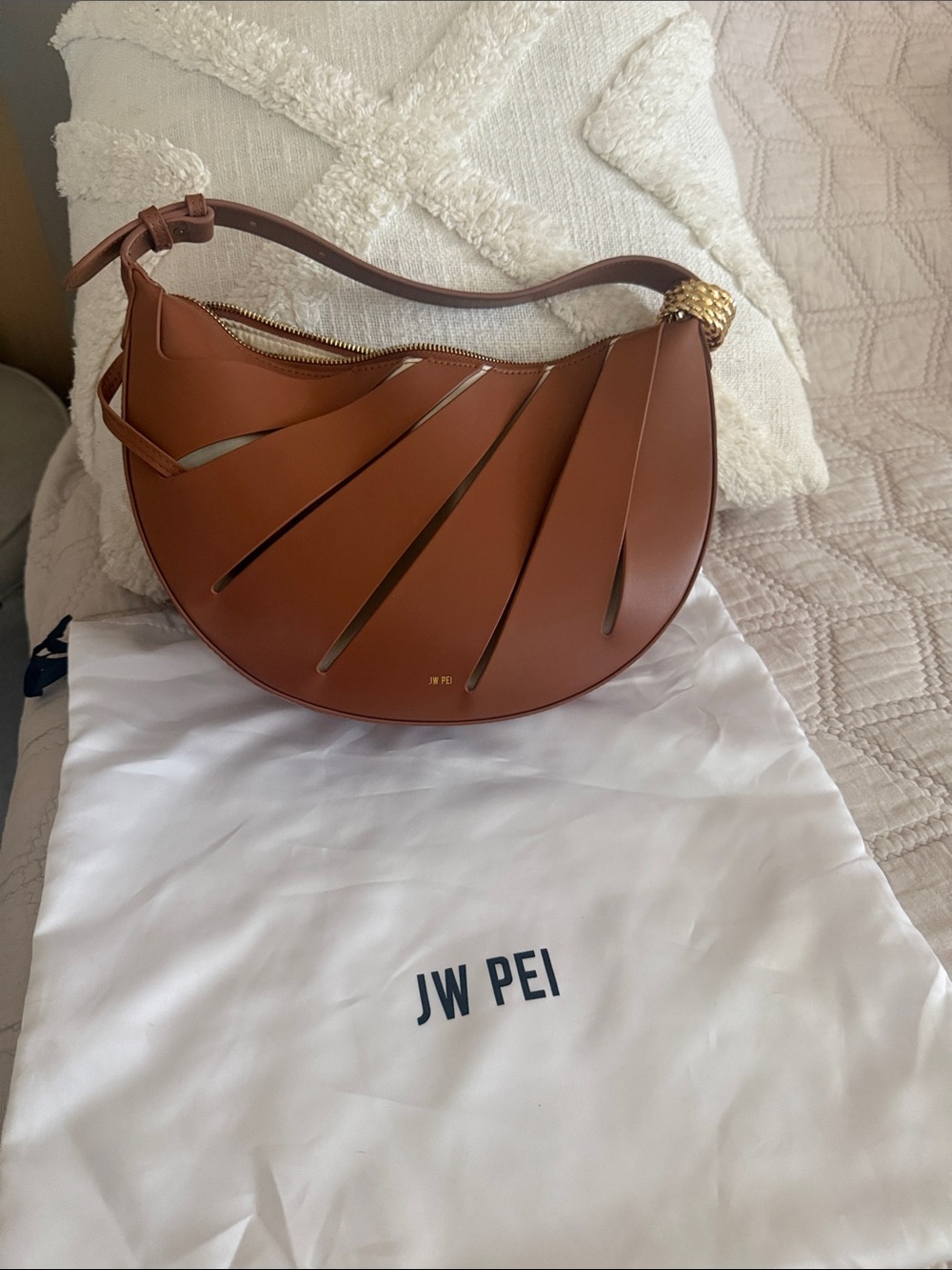 JW PEI Cognac Crescent Cutout Shoulder Bag